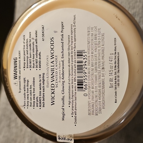 Bath & Body Works Wicked Vanilla Woods Limited Edition 3-wick Candle NWT - Picture 7 of 8
